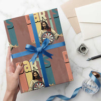 Funny Jesus Dart Player Sunset Retro Vintage Wrapping Paper Roll Christian Dartist Gift - Wonder Print Shop