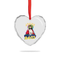 Funny Jesus DJ Raves Techno EDM Party Heart Crystal Glass Ornament