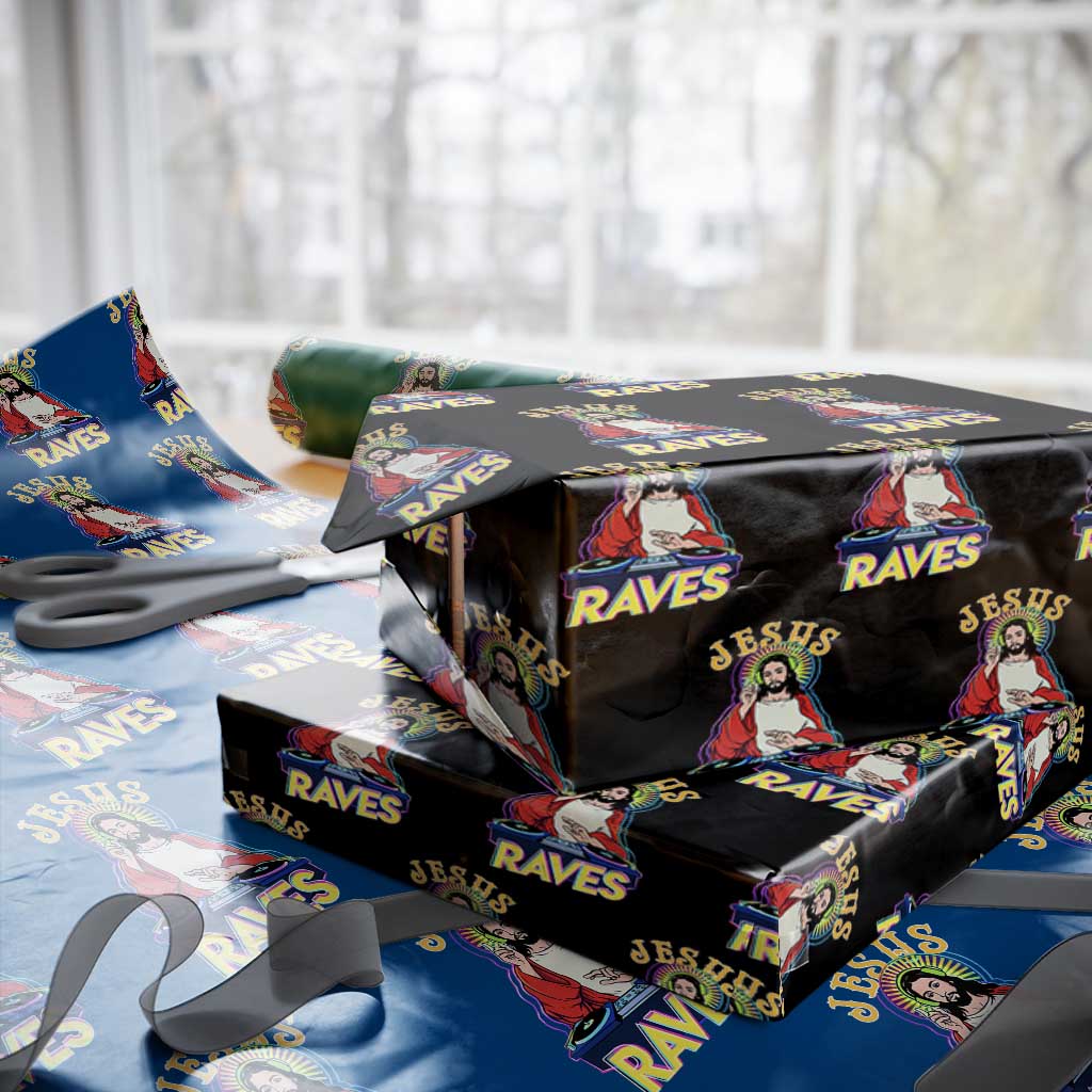 Funny Jesus DJ Raves Techno EDM Party Wrapping Paper Roll