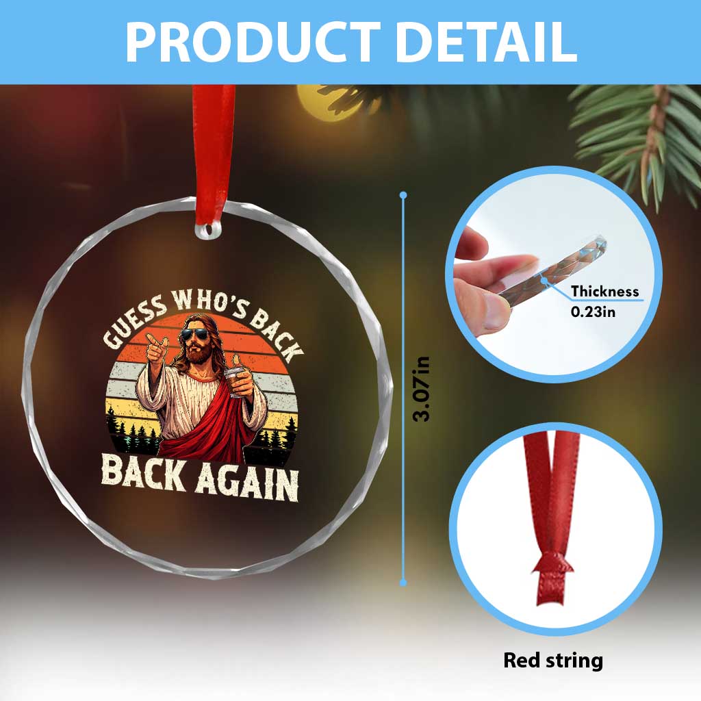 Funny Jesus Easter Crystal Glass Ornament Guess Who's Back? Back Again Easter