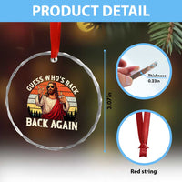 Funny Jesus Easter Crystal Glass Ornament Guess Who's Back? Back Again Easter