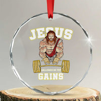 Funny Jesus Gym Crystal Glass Ornament Hallowed Be Thy Gains - Wonder Print Shop