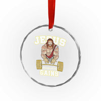 Funny Jesus Gym Crystal Glass Ornament Hallowed Be Thy Gains - Wonder Print Shop