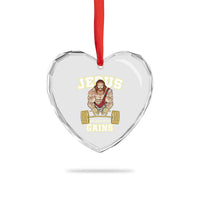 Funny Jesus Gym Heart Crystal Glass Ornament Hallowed Be Thy Gains - Wonder Print Shop