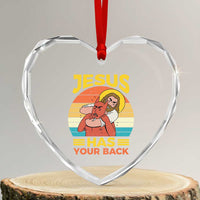 Funny Jesus Has Your Back Heart Crystal Glass Ornament Jiu Jitsu Retro Christian - Wonder Print Shop