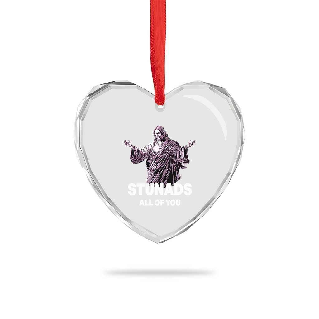 Funny Jesus Heart Crystal Glass Ornament Stunads All Of You - Wonder Print Shop