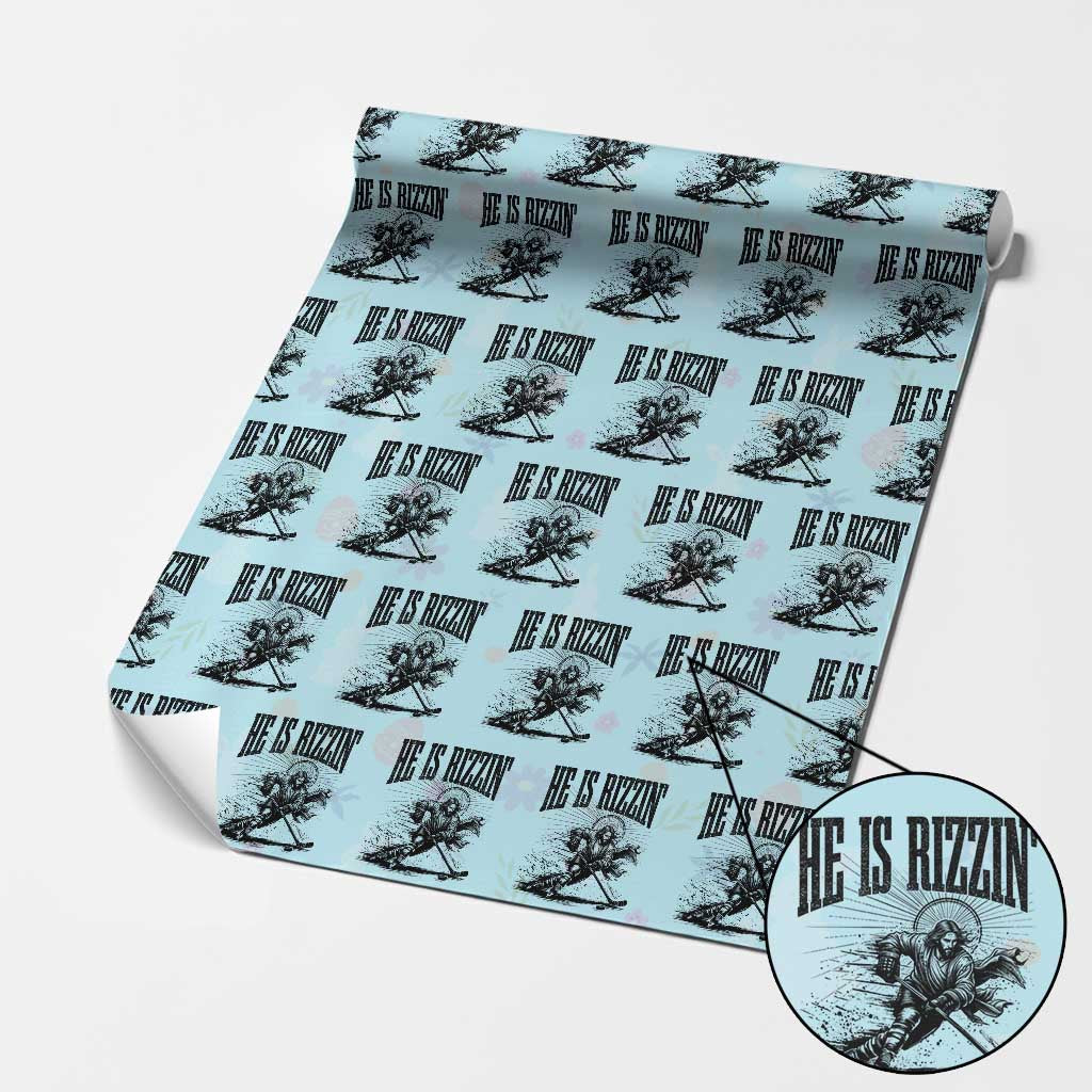 Funny Jesus Hockey Wrapping Paper Roll He Is Rizzin'