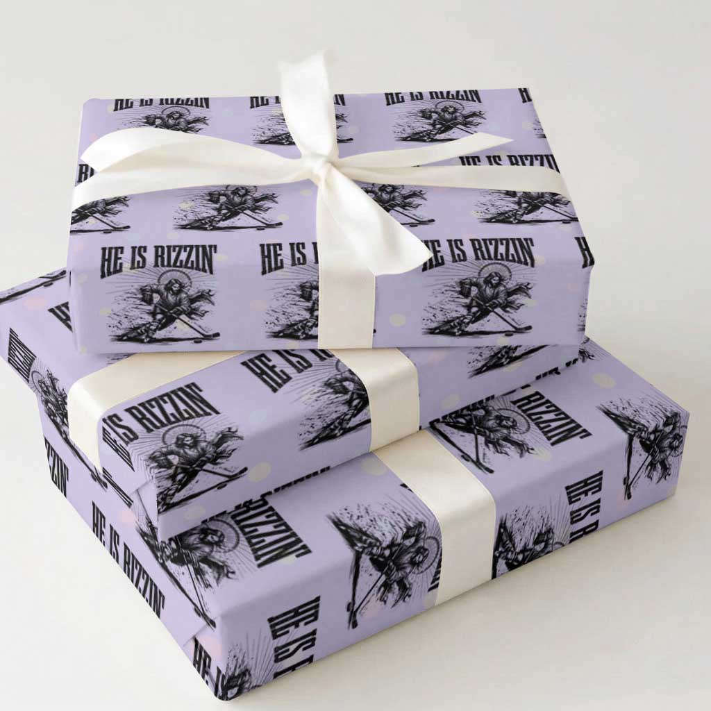 Funny Jesus Hockey Wrapping Paper Roll He Is Rizzin'