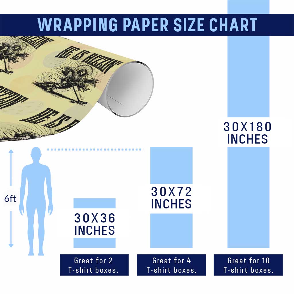Funny Jesus Hockey Wrapping Paper Roll He Is Rizzin'