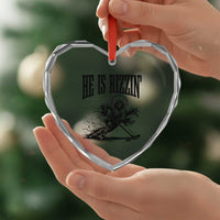 Funny Jesus Hockey Heart Crystal Glass Ornament He Is Rizzin'