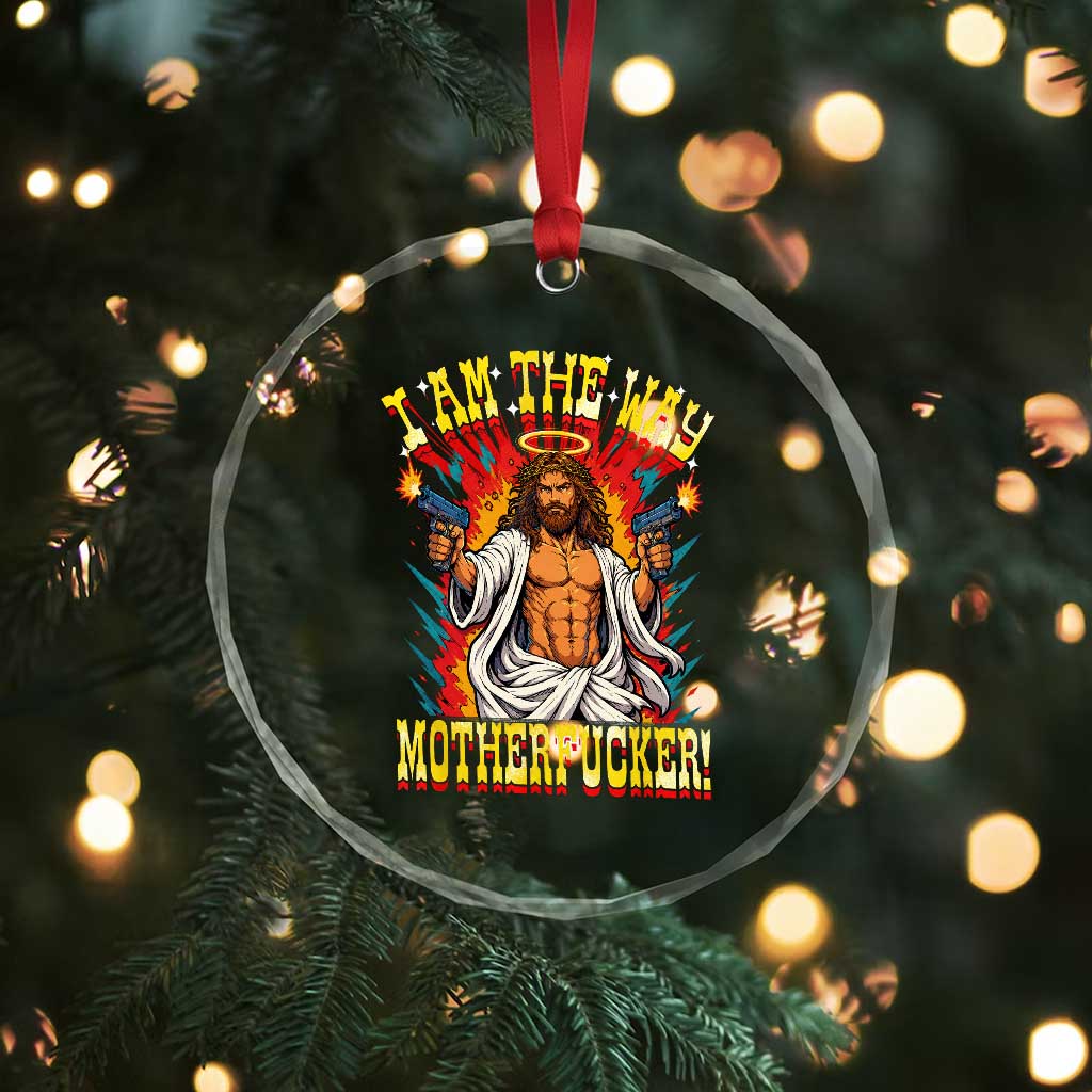 Funny Jesus LitRPG I Am The Way Motherfucker Crystal Glass Ornament