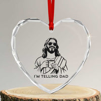 Funny Jesus Meme Heart Crystal Glass Ornament I Am Telling Dad