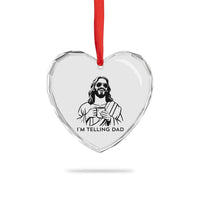 Funny Jesus Meme Heart Crystal Glass Ornament I Am Telling Dad