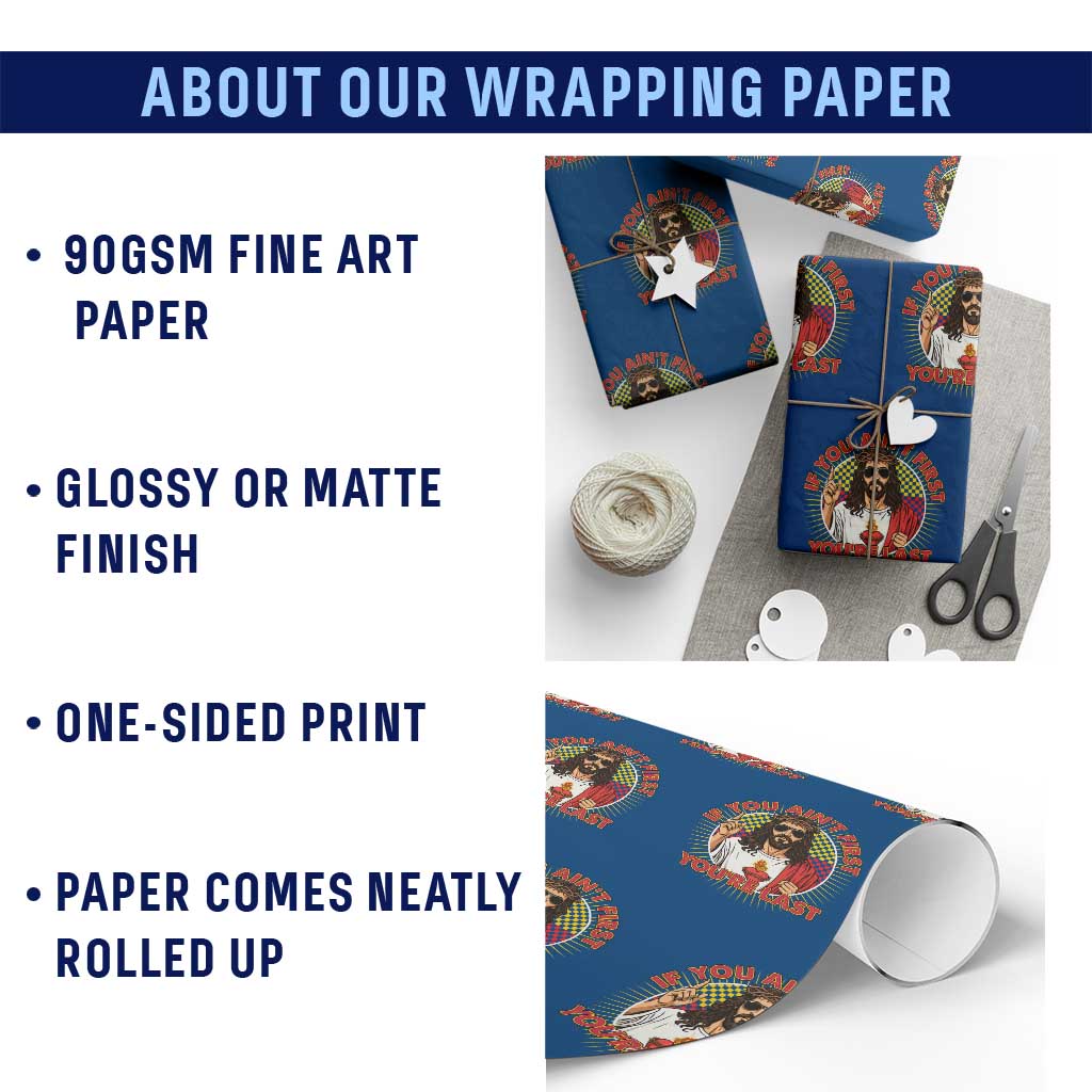 Funny Jesus Racing Wrapping Paper Roll If You Are Not First You Are Last - Wonder Print Shop