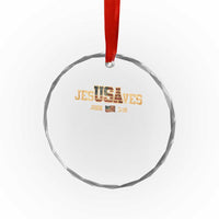Funny Jesus Saves USA John 3 16 Crystal Glass Ornament Christian 4th Of July Bible Verse - Wonder Print Shop