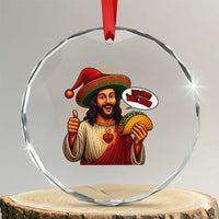 Funny Jesus Taco Mexican Crystal Glass Ornament Let Us Taco About Jesus TS14