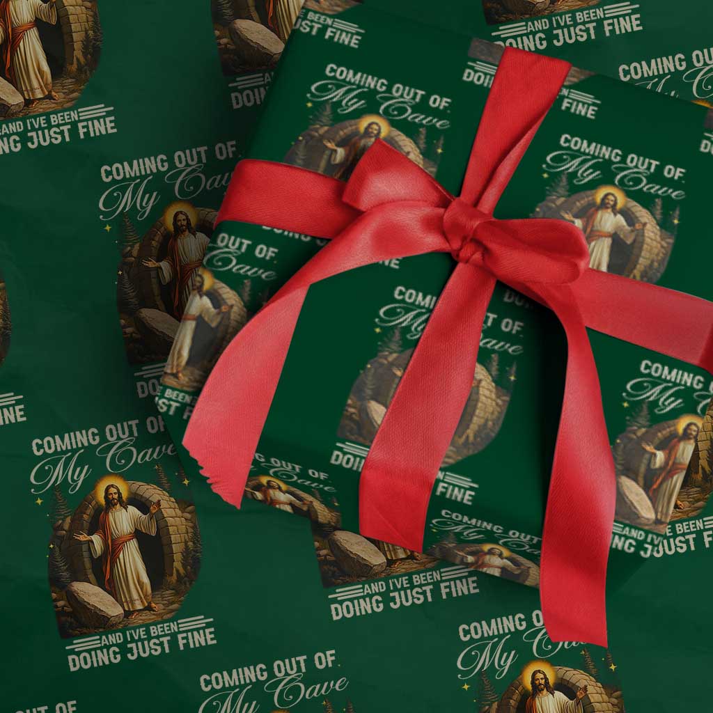 Funny Jesus Wrapping Paper Roll Coming Out Of My Cave And I've Been Doing Just Fine - Wonder Print Shop