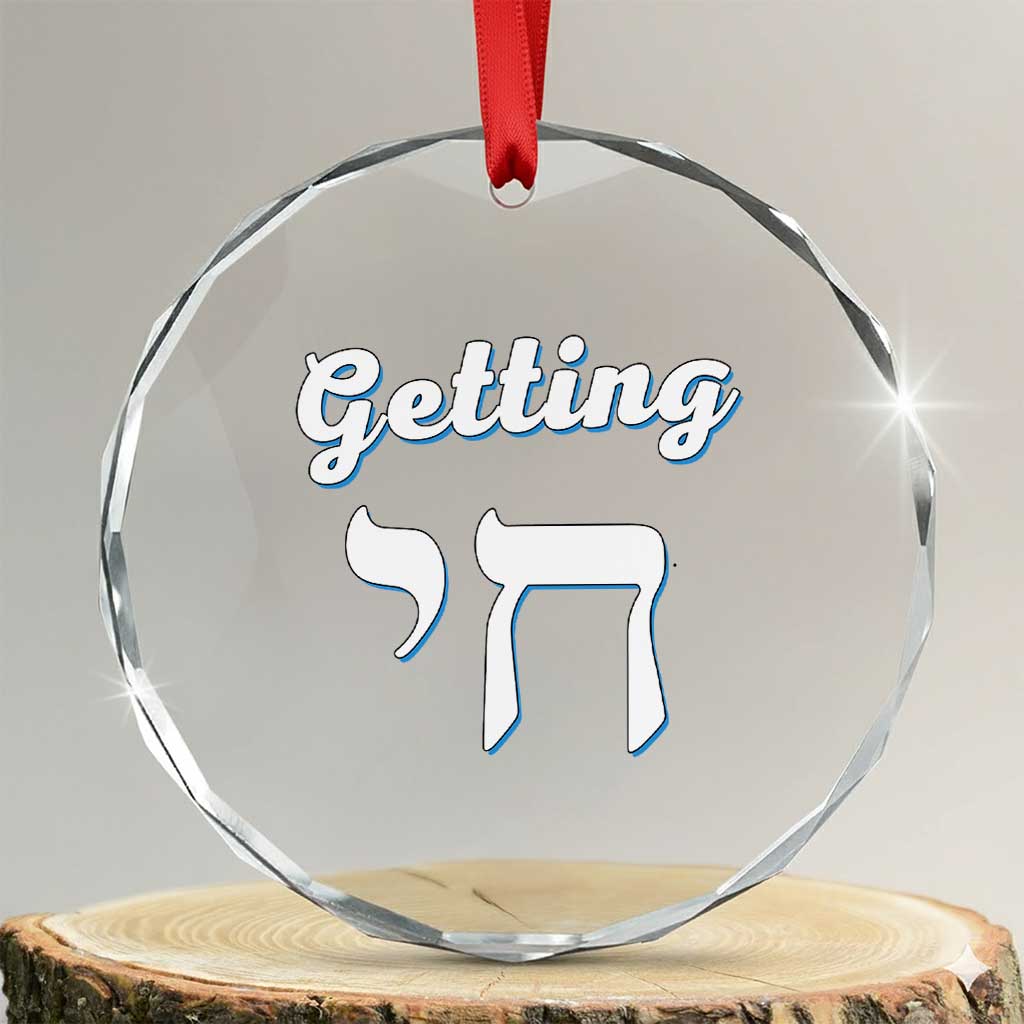 Funny Jewish Crystal Glass Ornament Getting Chai High Hanukkah Humor - Wonder Print Shop