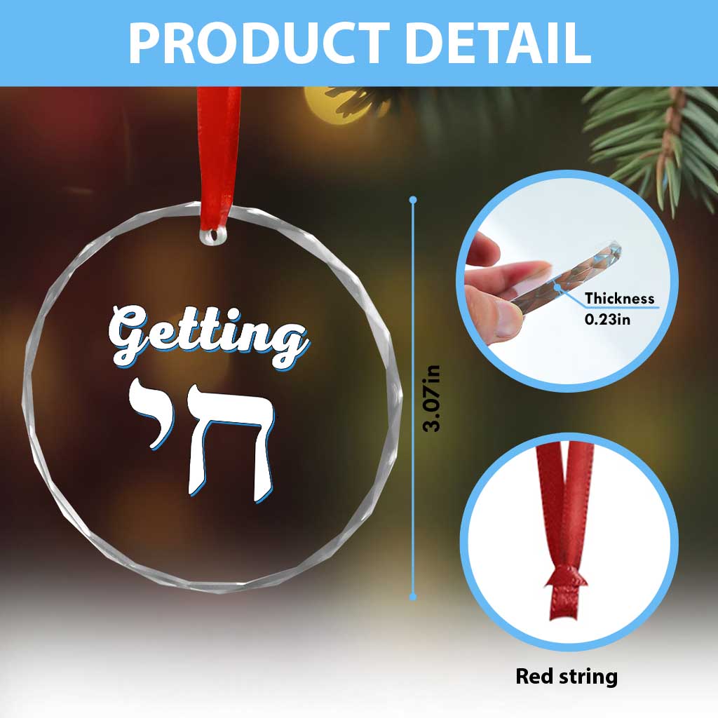 Funny Jewish Crystal Glass Ornament Getting Chai High Hanukkah Humor - Wonder Print Shop