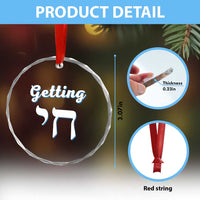 Funny Jewish Crystal Glass Ornament Getting Chai High Hanukkah Humor - Wonder Print Shop