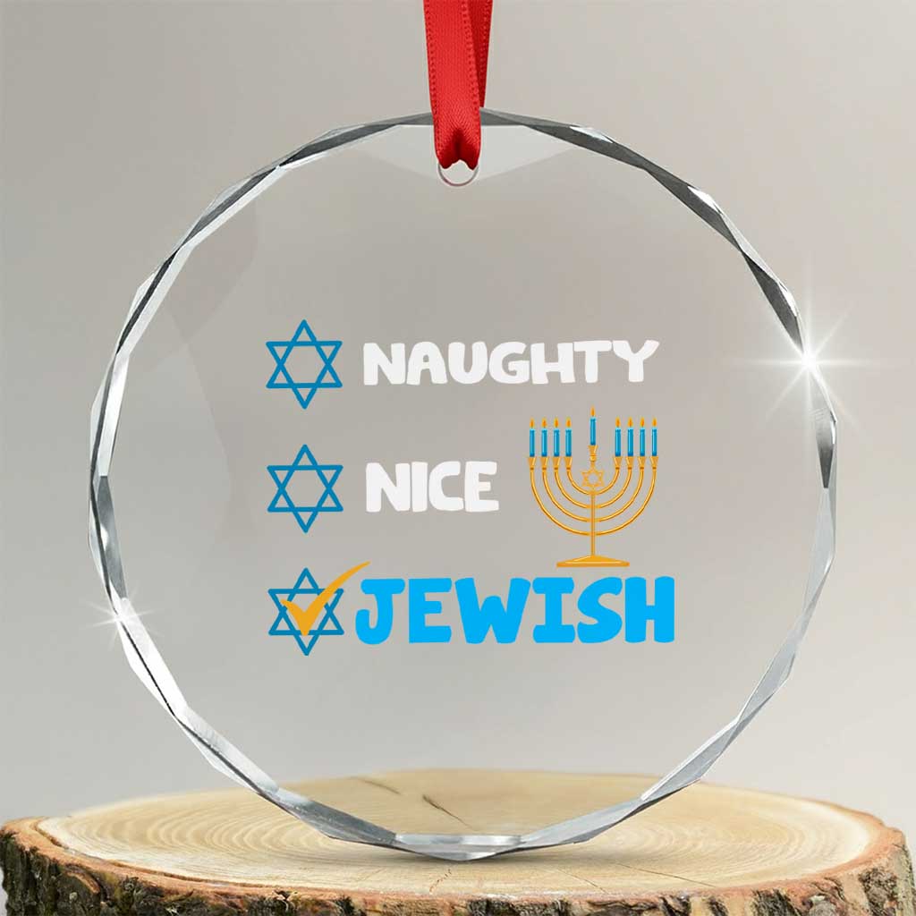 Funny Jewish Hanukkah Crystal Glass Ornament Nice Naughty Jewish Menorah Hanukkiah Chanukah Ugly TS02