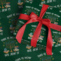 Funny Jewish Hanukkah Wrapping Paper Roll This How We Jew It Menorah Chanukah