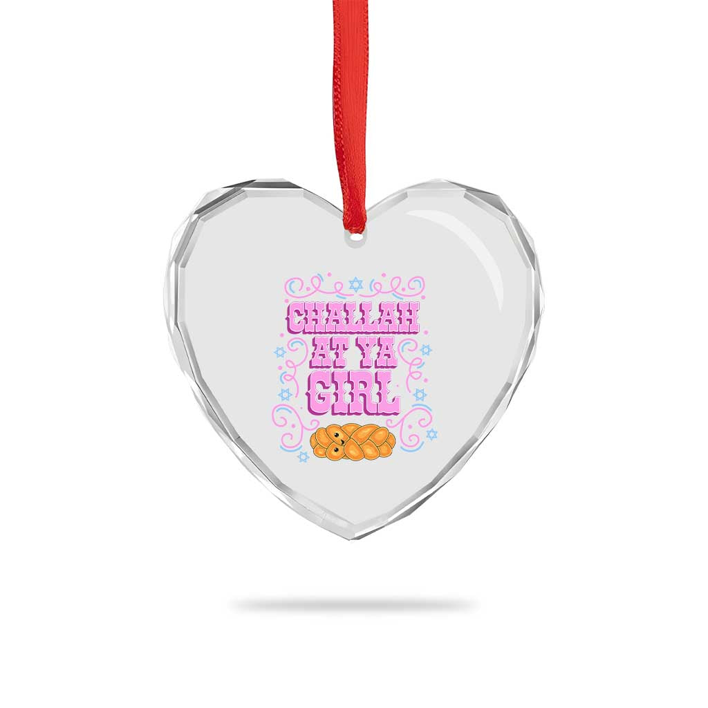 Funny Jewish Holiday Heart Crystal Glass Ornament Challah At Ya Girl Gift - Wonder Print Shop