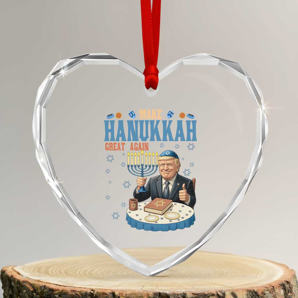 Funny Jewish Holiday Heart Crystal Glass Ornament Make Hanukkah Great Again Ugly Gift - Wonder Print Shop