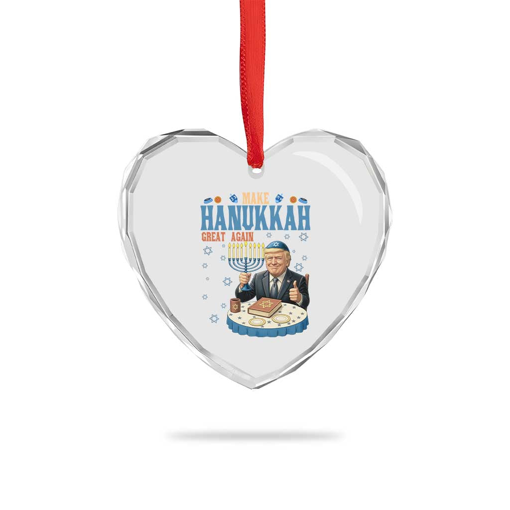 Funny Jewish Holiday Heart Crystal Glass Ornament Make Hanukkah Great Again Ugly Gift - Wonder Print Shop