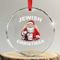 Funny Jewish Xmas Crystal Glass Ornament Santa Is Eating Chinese Food Hanukkah Hebrew TS11
