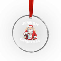 Funny Jewish Xmas Crystal Glass Ornament Santa Is Eating Chinese Food Hanukkah Hebrew TS11