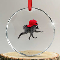 Funny Jimothy Raccoon Wearing Red Cap Graphic Crystal Glass Ornament Viral Seattle Trash Panda Feral Legend