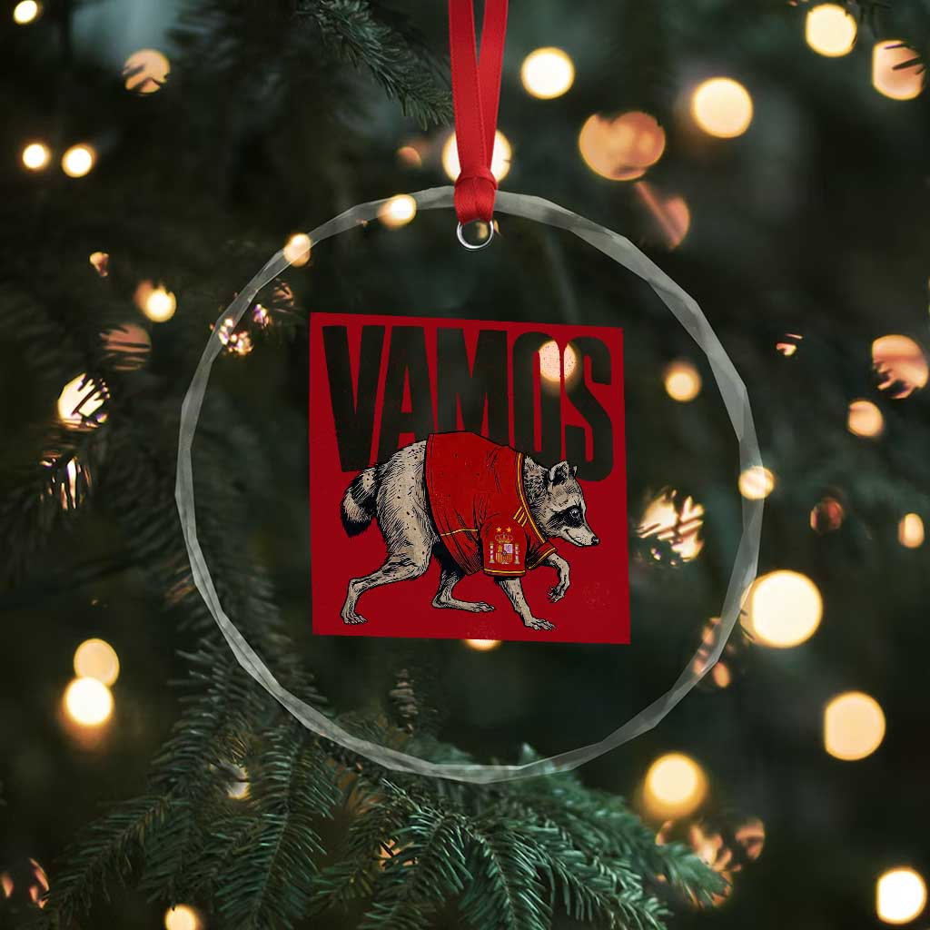 Funny Jimothy Vamos Spain Soccer Fans Parody Crystal Glass Ornament Seattle Raccoon Espana Champs Victory Celebration
