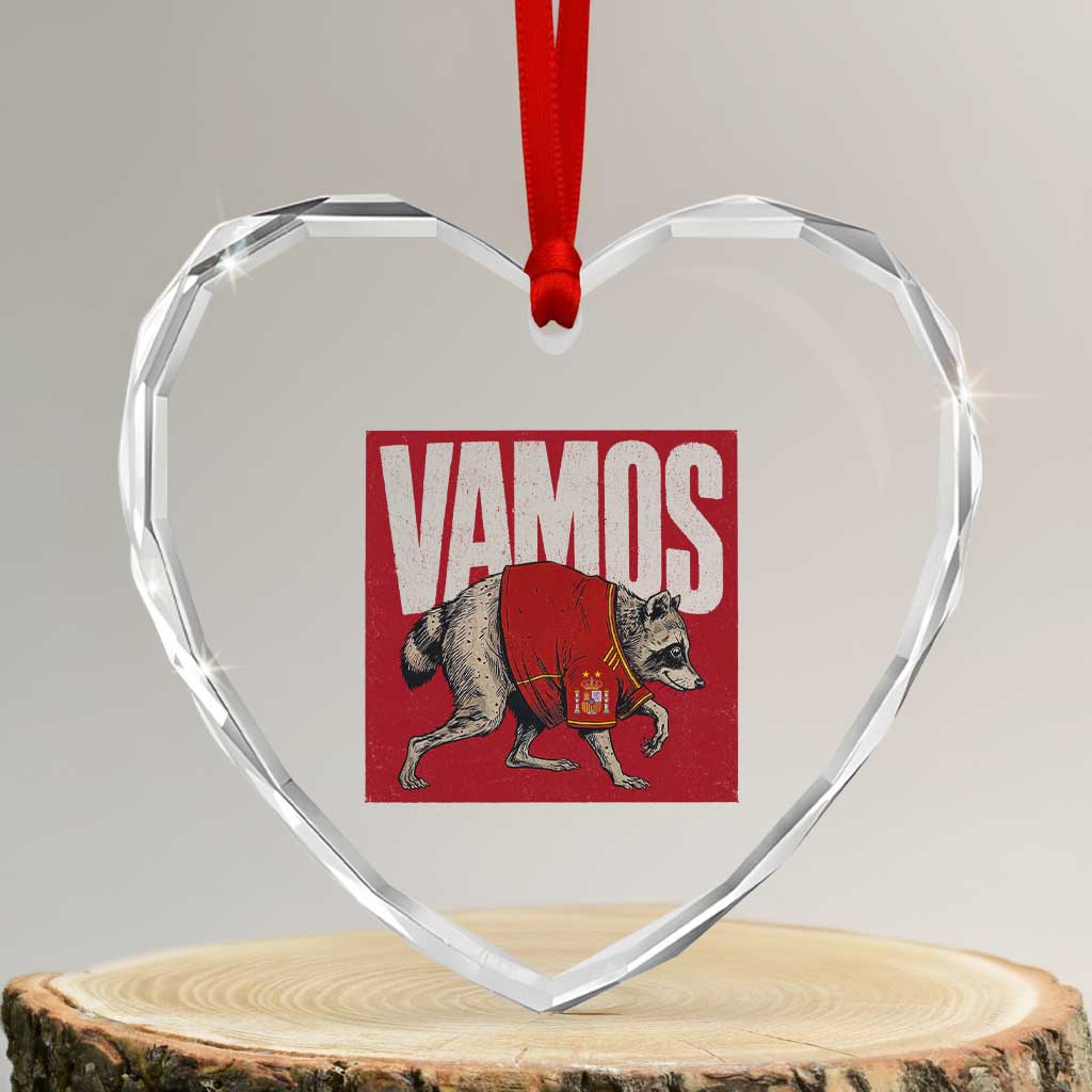 Funny Jimothy Vamos Spain Soccer Fans Parody Heart Crystal Glass Ornament Seattle Raccoon Espana Champs Victory Celebration