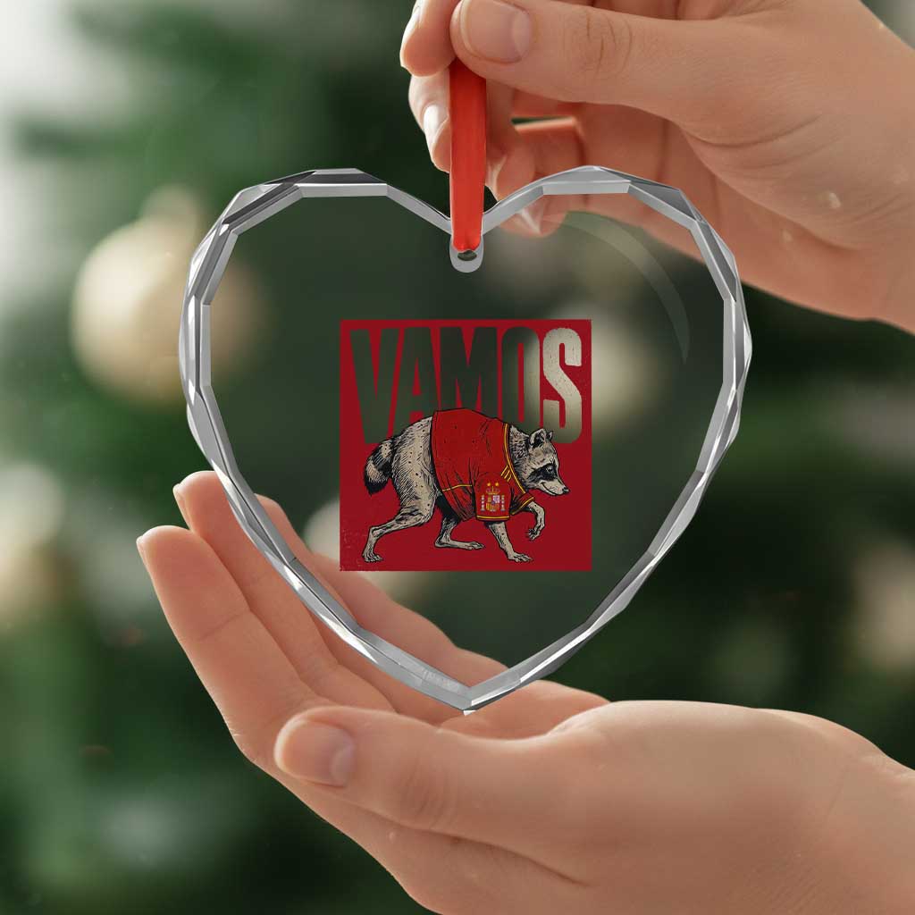 Funny Jimothy Vamos Spain Soccer Fans Parody Heart Crystal Glass Ornament Seattle Raccoon Espana Champs Victory Celebration