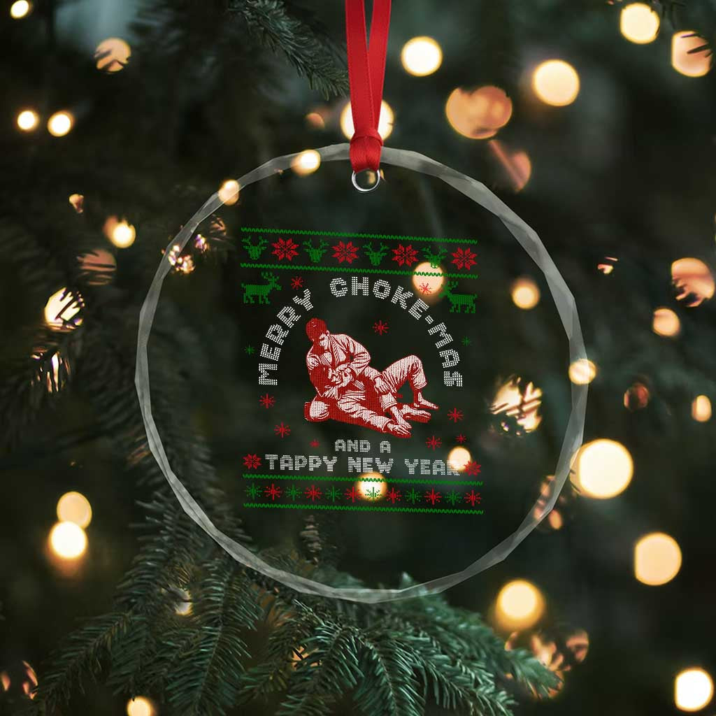 Funny Jiu Jitsu Christmas Crystal Glass Ornament Holiday Martial Arts BJJ Lover Ugly Xmas - Wonder Print Shop