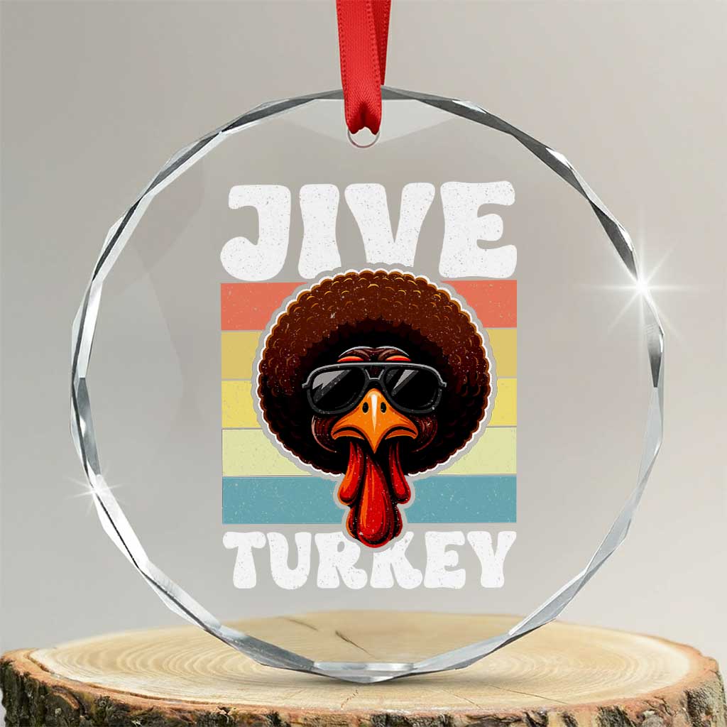 Funny Jive Thanksgiving Turkey Day Crystal Glass Ornament Retro Afro Black Turkey - Wonder Print Shop