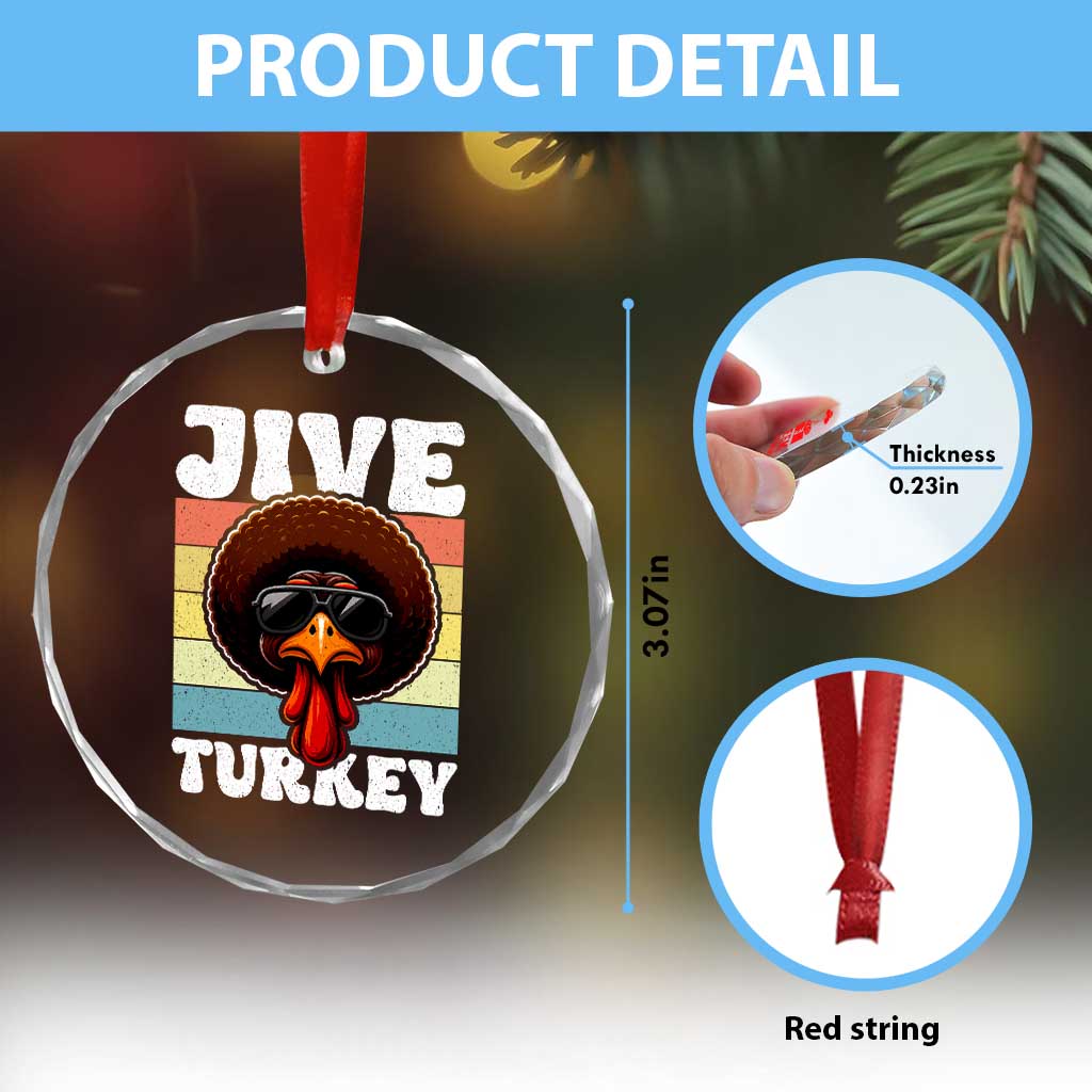 Funny Jive Thanksgiving Turkey Day Crystal Glass Ornament Retro Afro Black Turkey - Wonder Print Shop