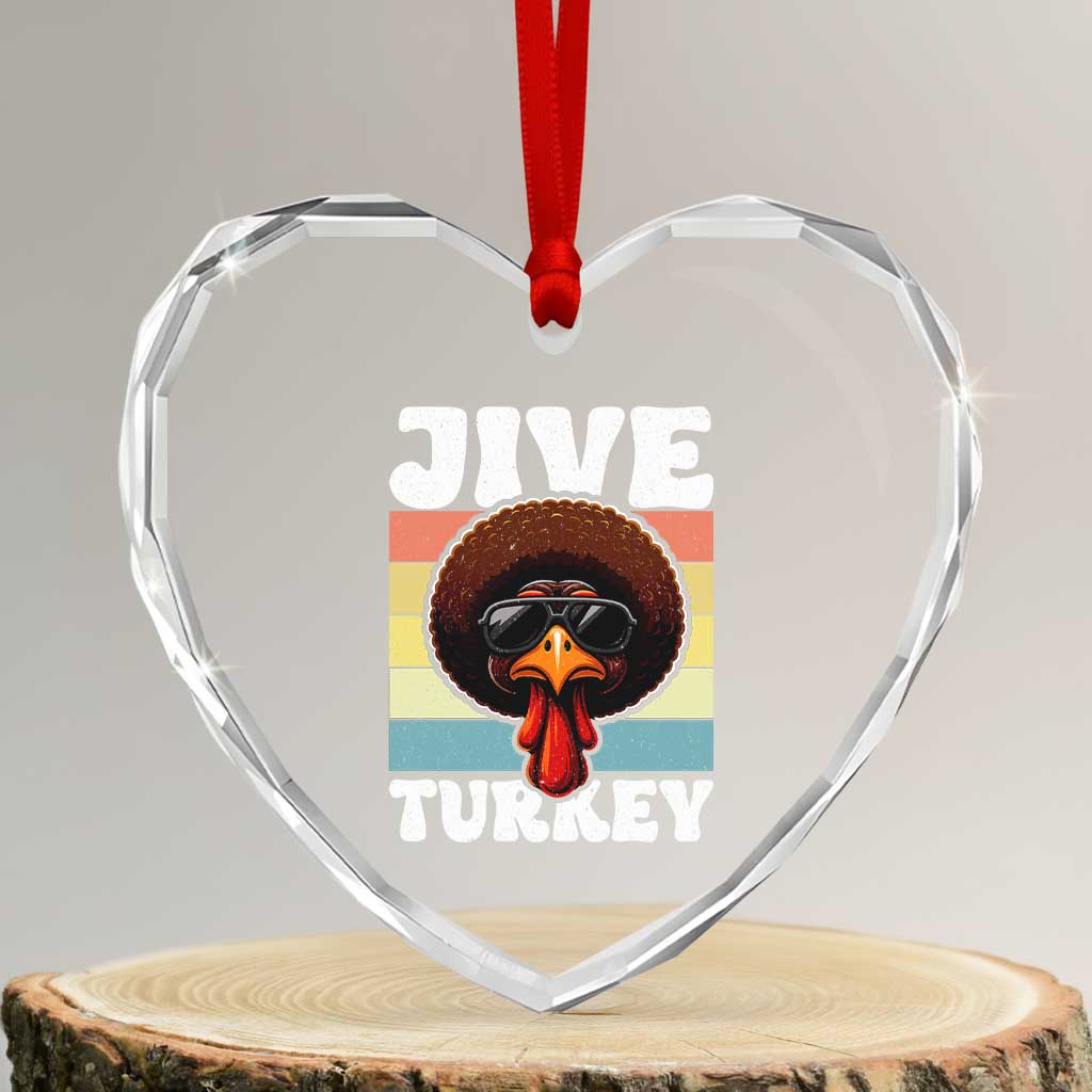 Funny Jive Thanksgiving Turkey Day Heart Crystal Glass Ornament Retro Afro Black Turkey - Wonder Print Shop