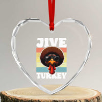 Funny Jive Thanksgiving Turkey Day Heart Crystal Glass Ornament Retro Afro Black Turkey - Wonder Print Shop