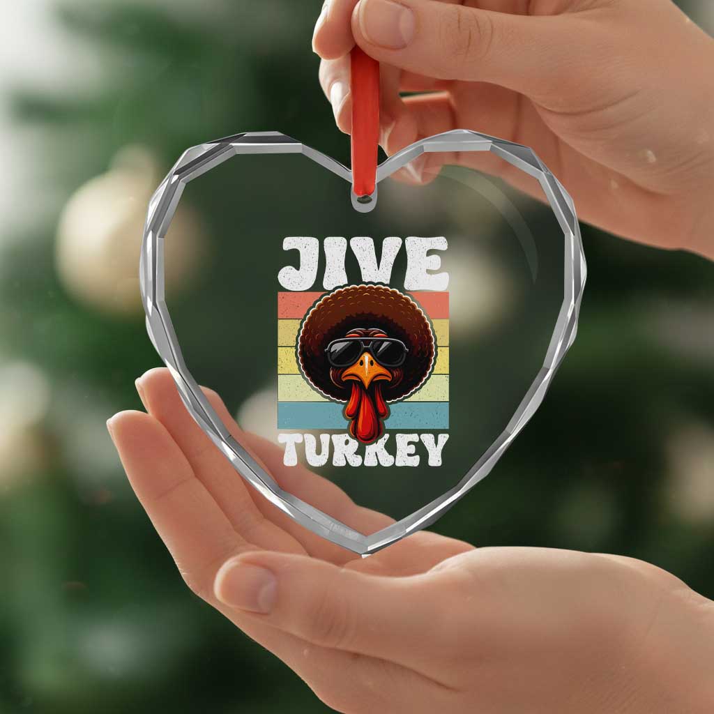 Funny Jive Thanksgiving Turkey Day Heart Crystal Glass Ornament Retro Afro Black Turkey - Wonder Print Shop