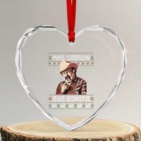Funny Julian Garza Christmas Heart Crystal Glass Ornament Mas Cabron Que Bonito Cowboy Holiday Mexican Xmas - Wonder Print Shop