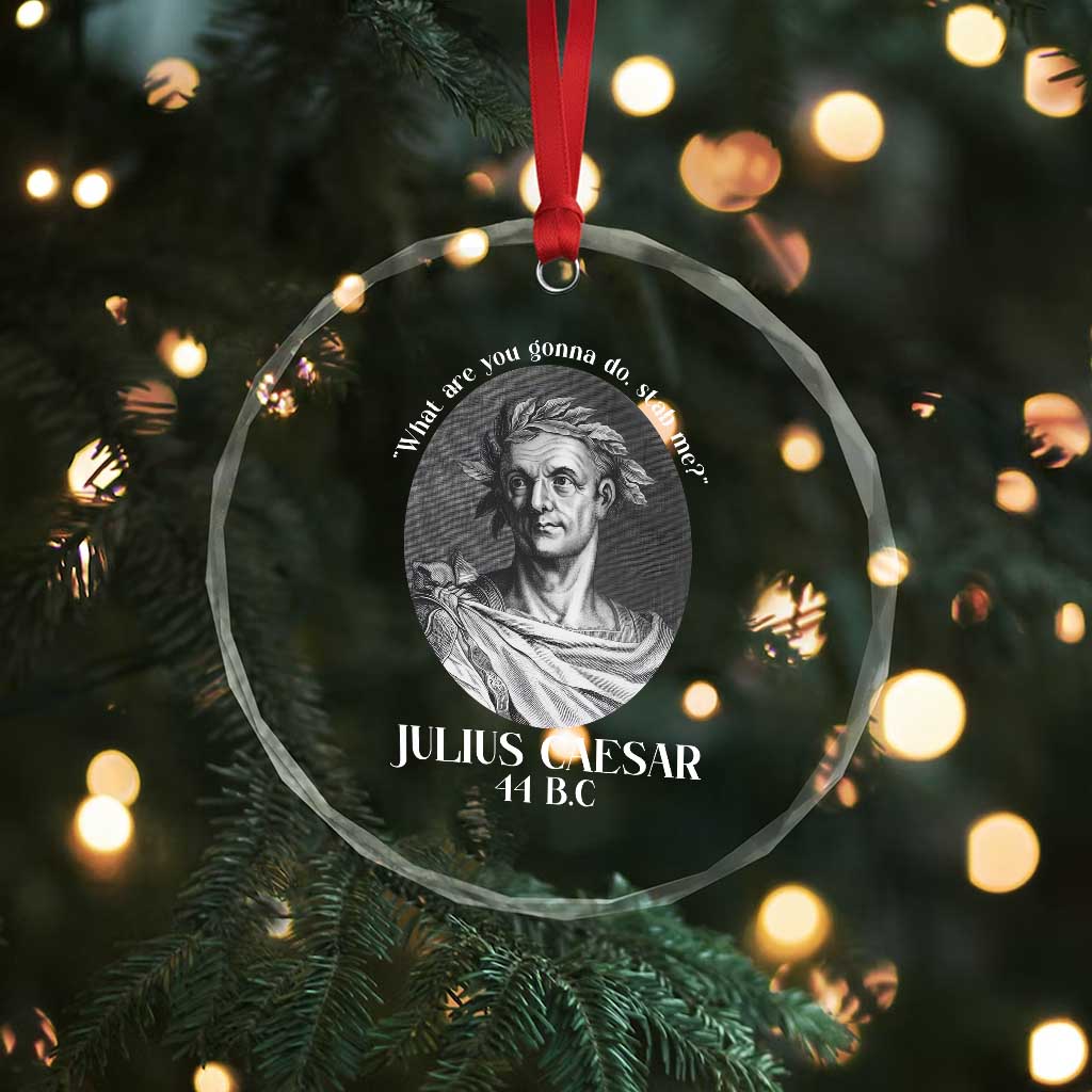 Funny Julius Caesar Crystal Glass Ornament What Are You Gonna Do Stab Me Roman History - Wonder Print Shop
