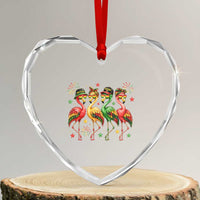 Funny Juneteenth Flamingos Squad Heart Crystal Glass Ornament African American Heritage