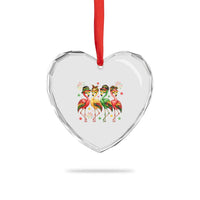 Funny Juneteenth Flamingos Squad Heart Crystal Glass Ornament African American Heritage