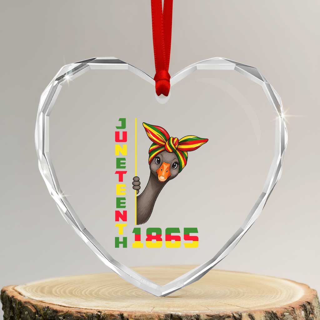 Funny Juneteenth Goose Heart Crystal Glass Ornament African American Pride Gift