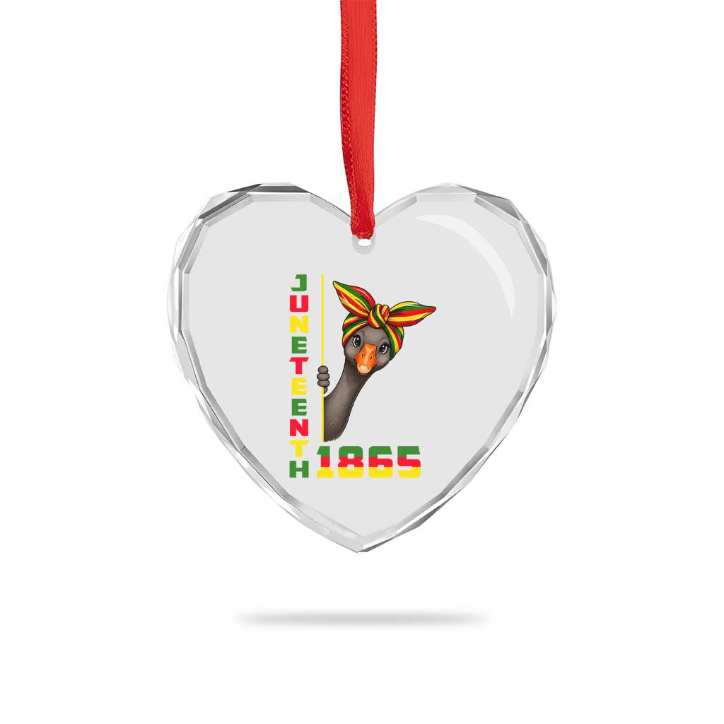 Funny Juneteenth Goose Heart Crystal Glass Ornament African American Pride Gift