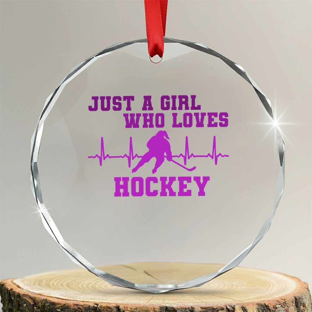 Funny Just A Girl Who Loves Hockey Crystal Glass Ornament Gift For Women - Wonder Print Shop