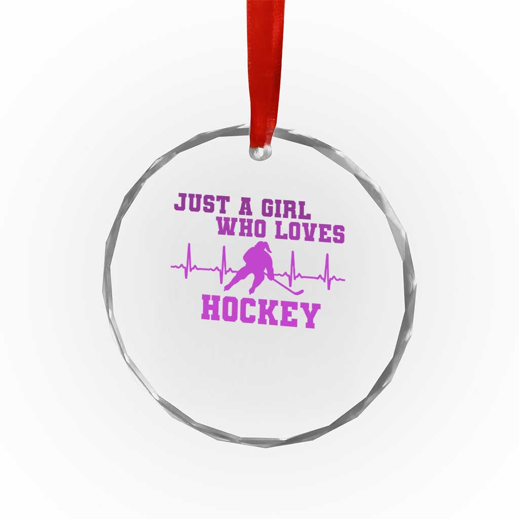 Funny Just A Girl Who Loves Hockey Crystal Glass Ornament Gift For Women - Wonder Print Shop