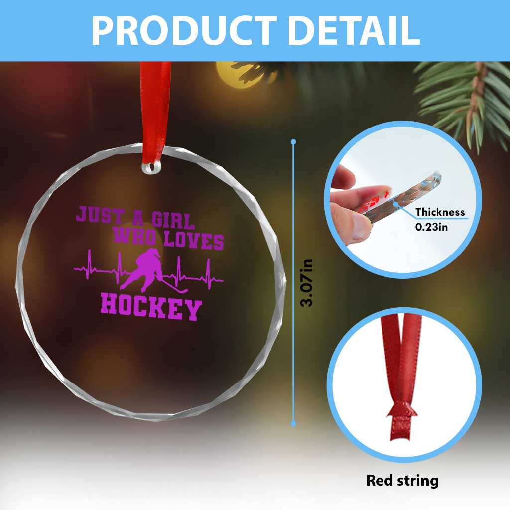 Funny Just A Girl Who Loves Hockey Crystal Glass Ornament Gift For Women - Wonder Print Shop